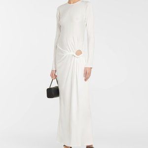 Christopher Esber White Long-Sleeve Maxi Dress with Side Knot
